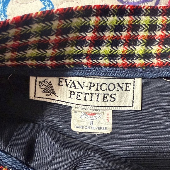 Evan Picone Vintage Wool Blend Multicolor Plaid Pencil Skirt Pockets Size: 8 - Picture 6 of 8